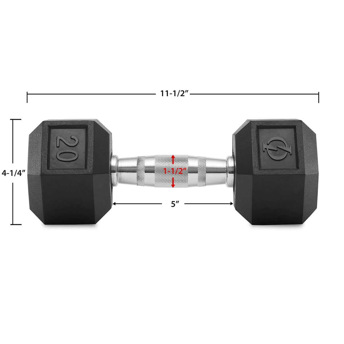 45 lb Rubber Coated Hex Dumbbell Pair D63654