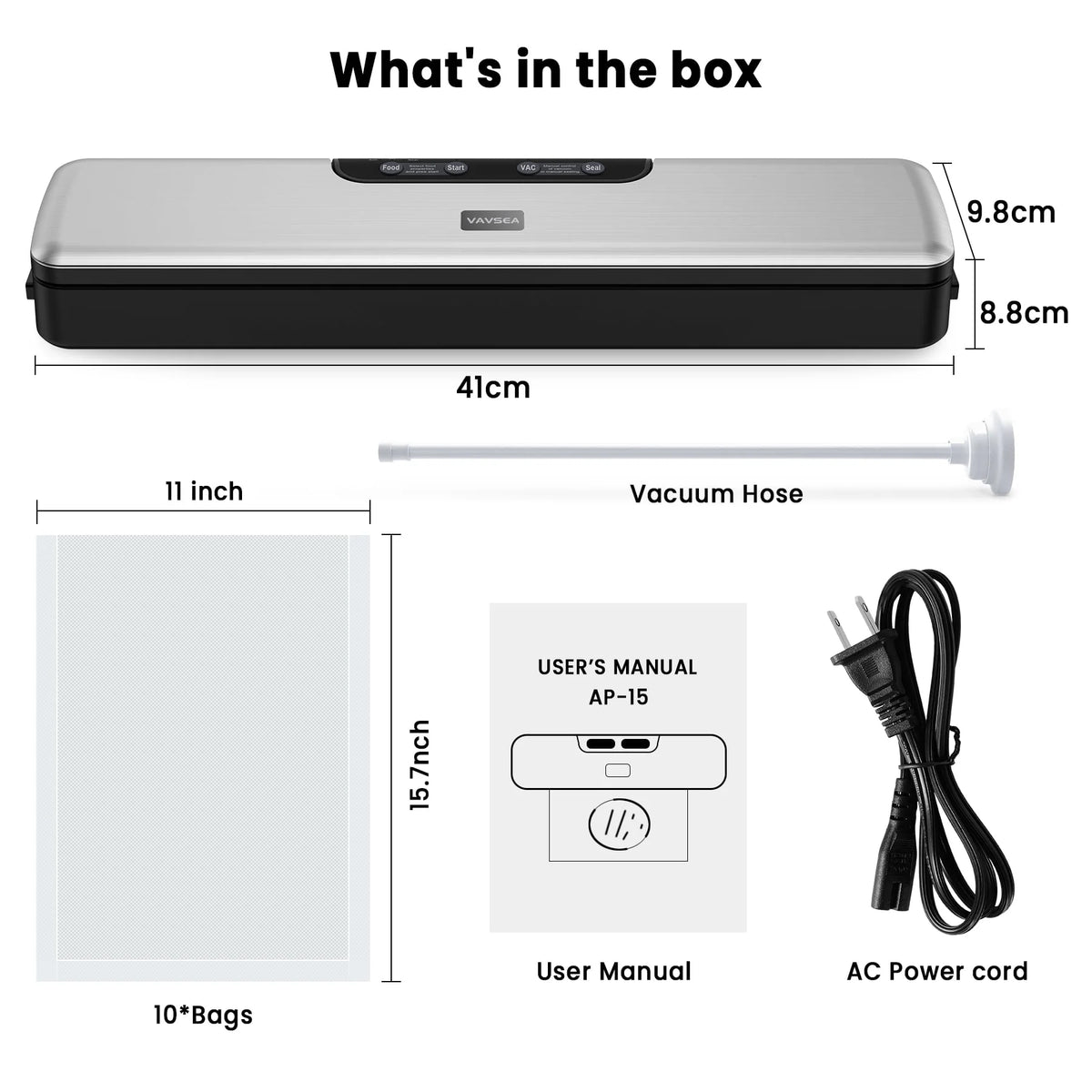 Vacuum Sealer with Vacuum Hose & 10Pcs Bags T61588