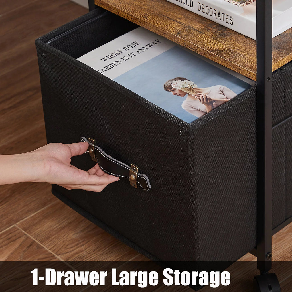 Brown 1 Drawer Mobile File Cabinet H517