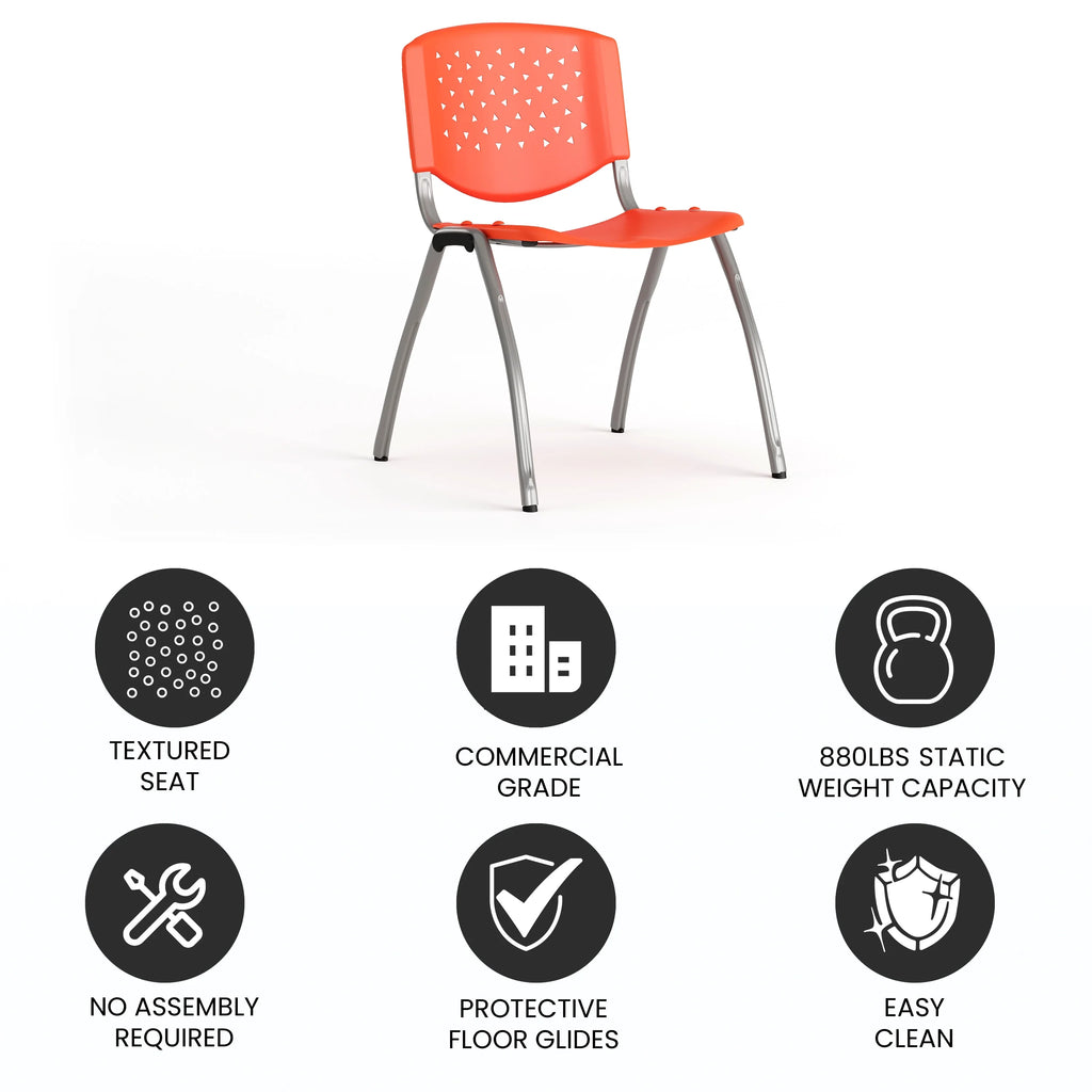 Orange Plastic Stack Chair with Perforated Back L134186