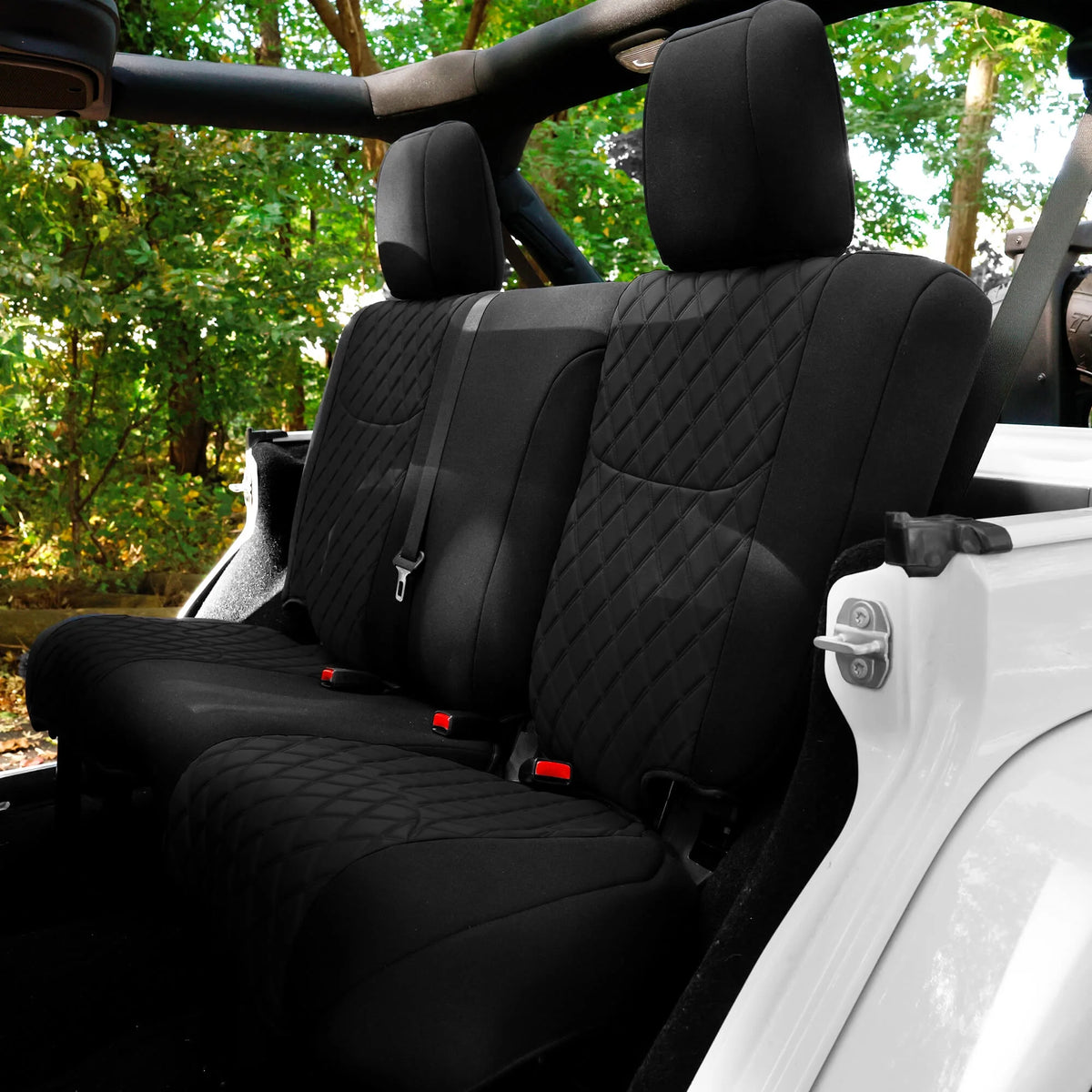 Black Neoprene Rear Seat Covers for Jeep Wrangler JK 4DR Z96624