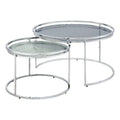 Metal Glass Top 2-Piece Nesting Tables Set in Gray F465