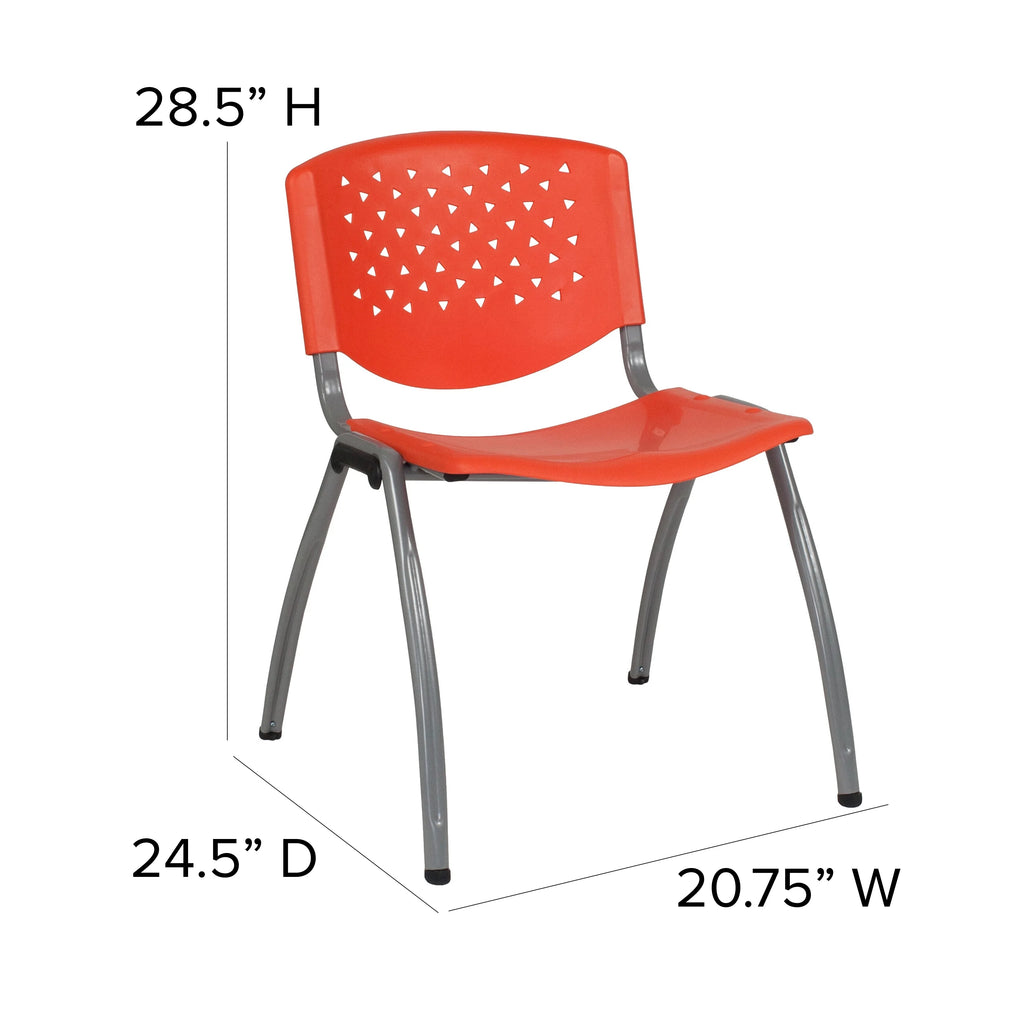 Orange Plastic Stack Chair with Perforated Back L134186