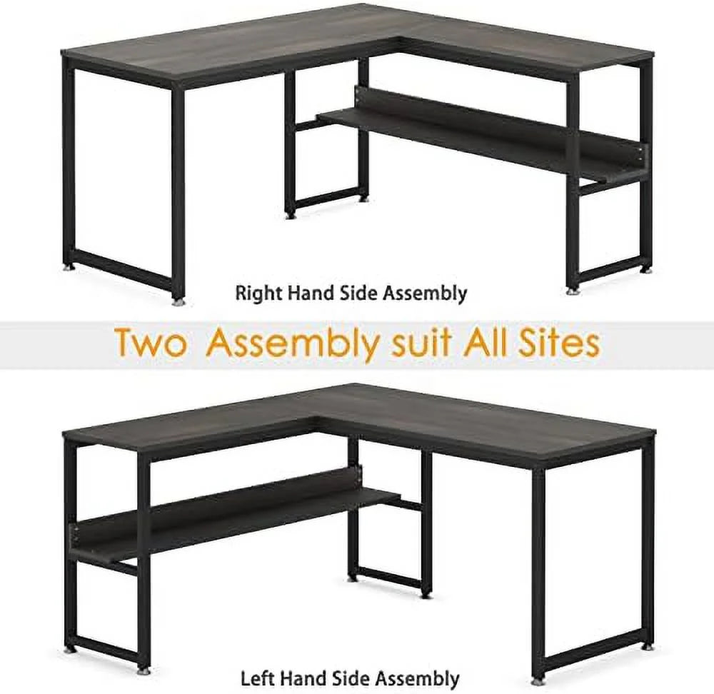 L Shaped Desk 55 inch with Shelves B663