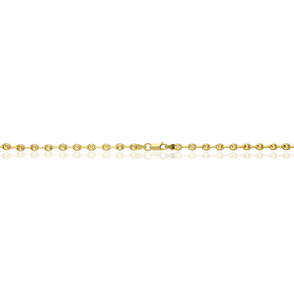 18K Yellow Gold Over Silver Puffed Anchor Chain Necklace 16"-24" X744960