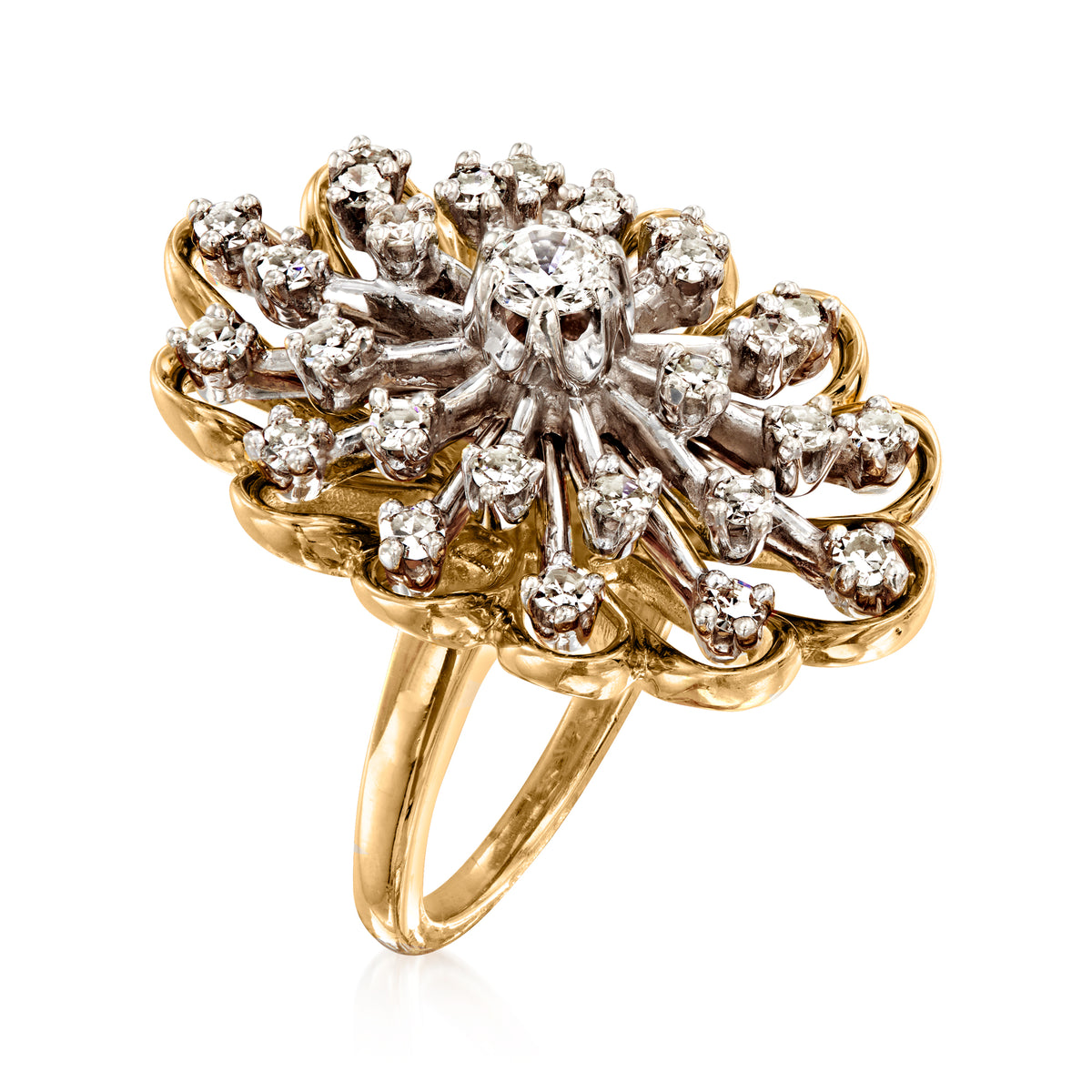 Vintage Diamond Cocktail Ring in 14kt 2-Tone Gold N395035