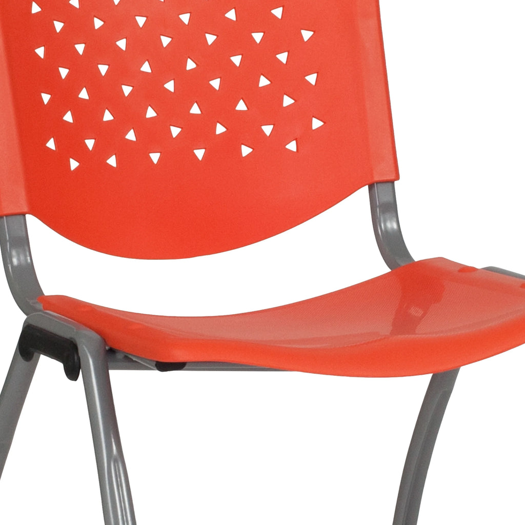 Orange Plastic Stack Chair with Perforated Back L134186