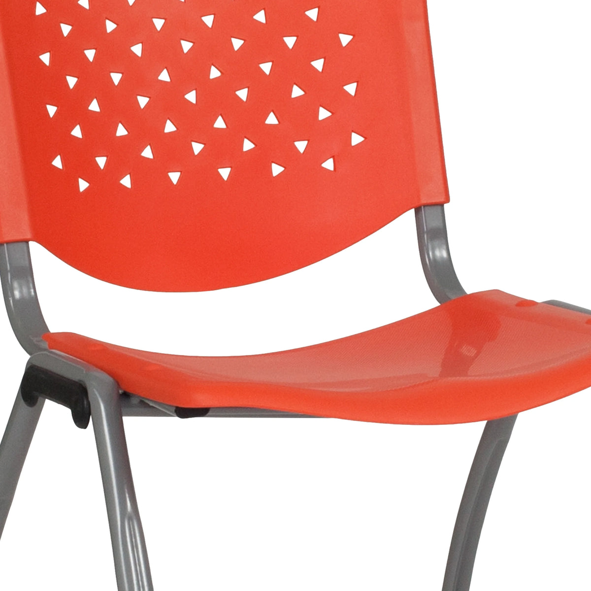Orange Plastic Stack Chair with Perforated Back L134186
