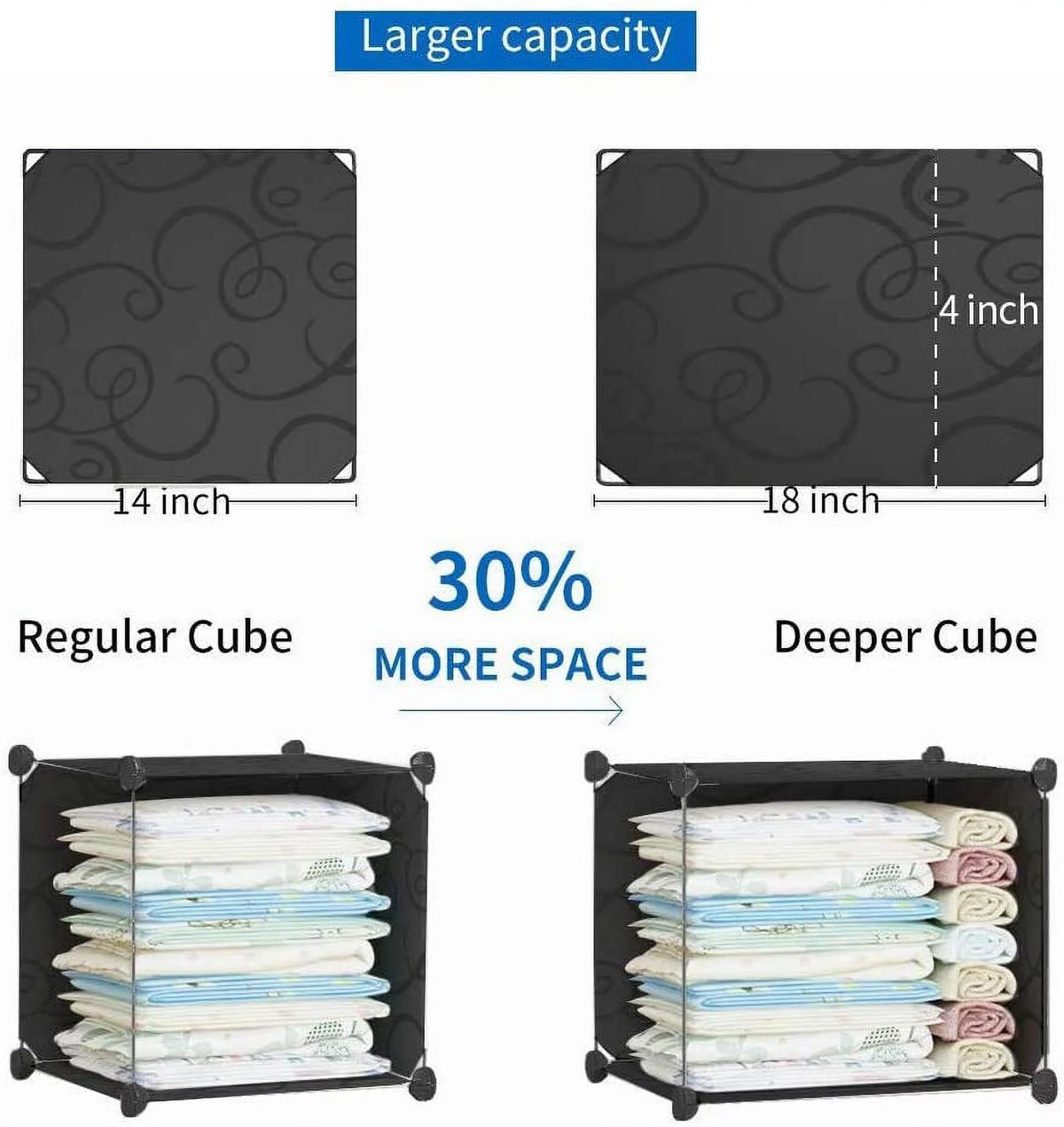 Black 30 Cubes Portable Wardrobe Closet Q59897