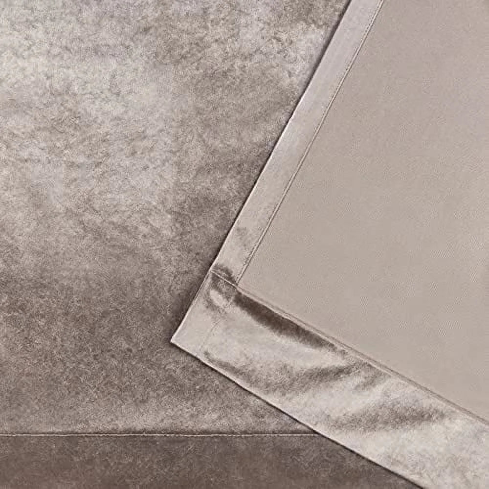 Velvet Light Filtering Hidden Tab Top Curtain Panel Pair, 52"x84", Taupe O603
