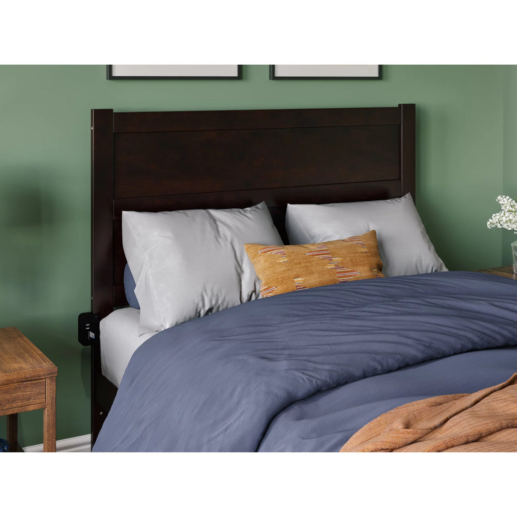 Solid Wood Platform Bed with Foot Drawer Storage, Espresso Full Size V34272